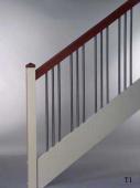 Pfosten “B” mit Kopf “T3″  Handlauf “H2″  Stäbe “M20″